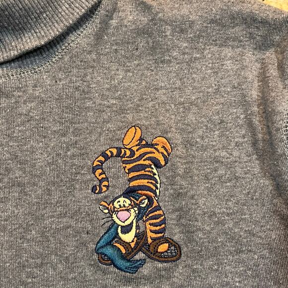 Vintage Disney Store Women XL Tigger Turtleneck Sweater Ribbed Gray Long Sleeve - Picture 1 of 8